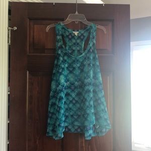 Aeropostale Geometric Teal and Blue Tank Top